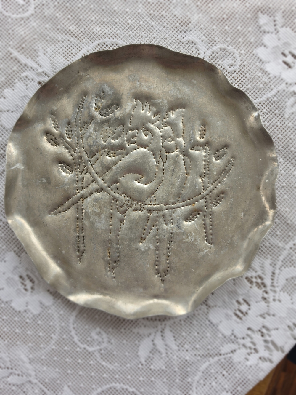 WWII 1920s Aluminum Serving Tray - Love Birds
